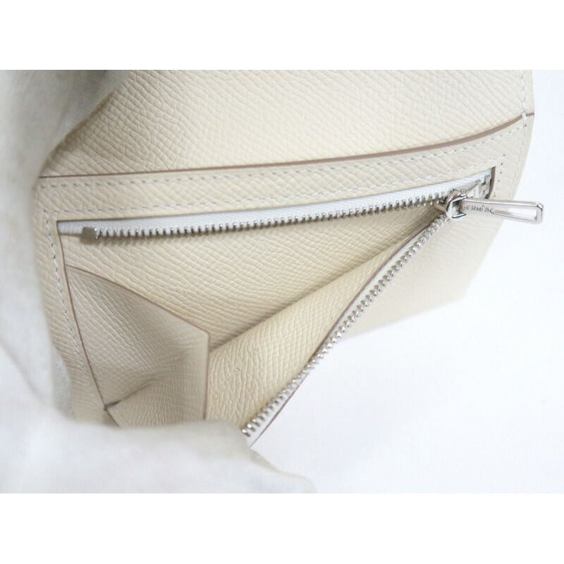 Hermes New-h Passant Compact Fold Wallet Cles Silver Epsom — view 6
