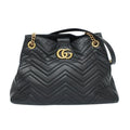 Gucci GG Marmont Chain Shoulder Bag Black Gold Leather
