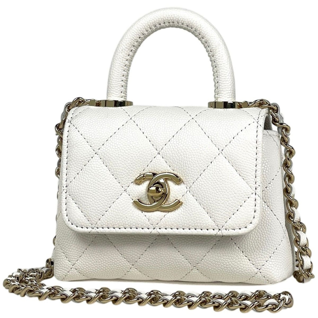 Chanel CC Logo Mini 2-Way Chain Shoulder Bag Quilted