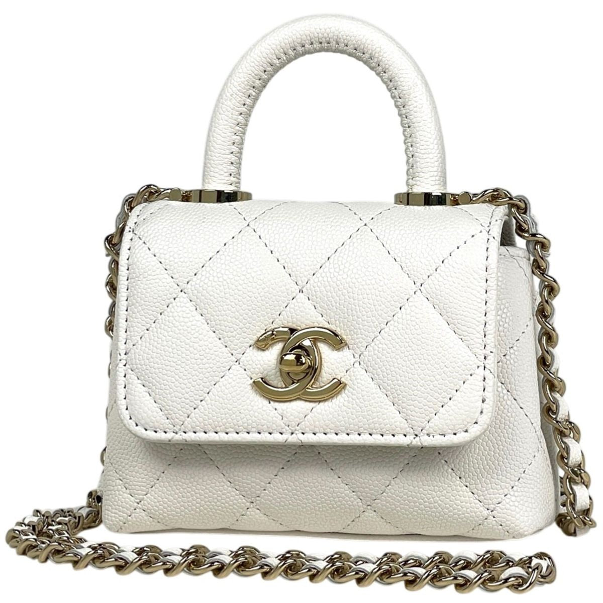 Chanel CC Logo Mini 2-Way Chain Shoulder Bag Quilted