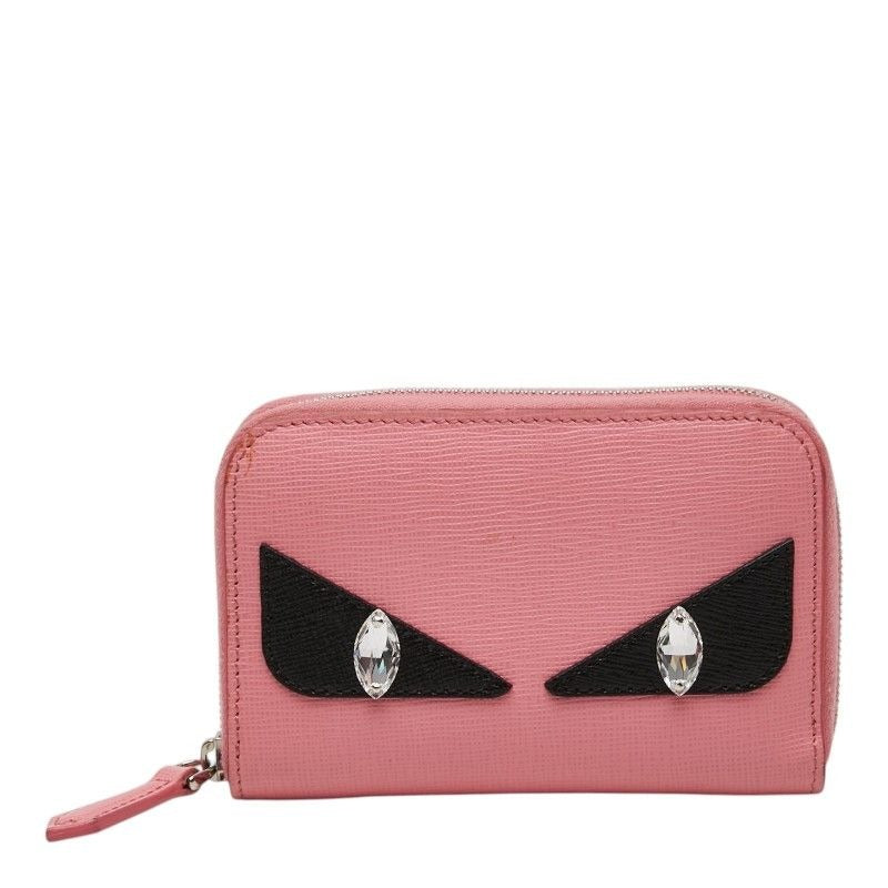 Fendi Monster Star Coin Purse Pink Black Leather