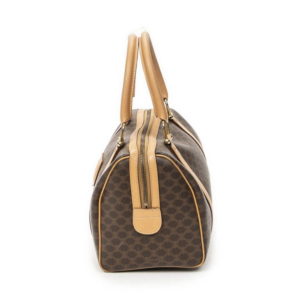 Celine Mini Boston Beige Brown Macadam Canvas Shoulder Bag — view 3
