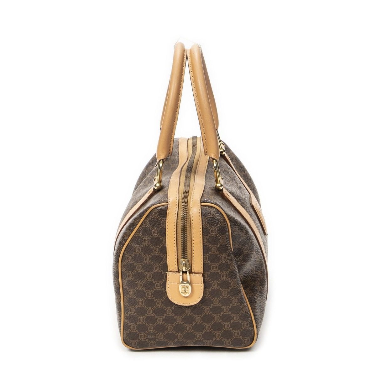 Celine Mini Boston Beige Brown Macadam Canvas Shoulder Bag — view 4