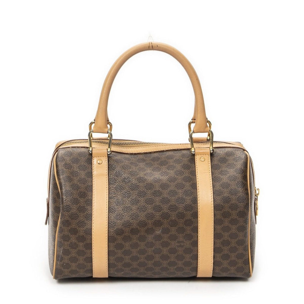 Celine Mini Boston Beige Brown Macadam Canvas Shoulder Bag — view 5