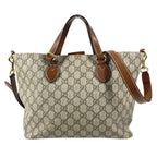 Gucci Handbag 2-Way Bag Logo GG Supreme Canvas Beige