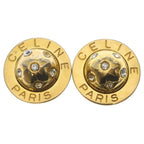 Celine 91 Logo Rhinestone Round Earring
