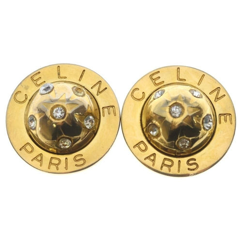 Celine 91 Logo Rhinestone Round Earring