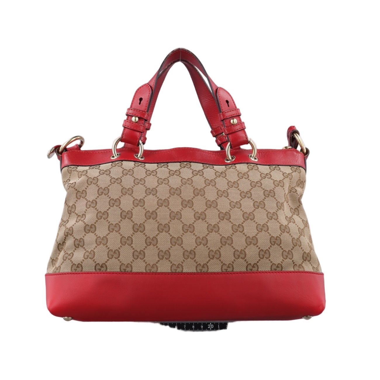 Gucci Valentine Heart Charm Beige Red Canvas Leather Keychain — view 2