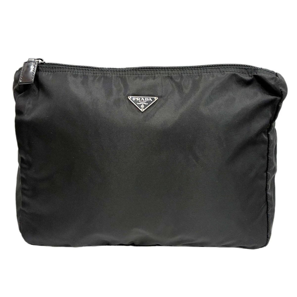 Prada Tessuto Nylon Pouch Large Triangle Logo Black