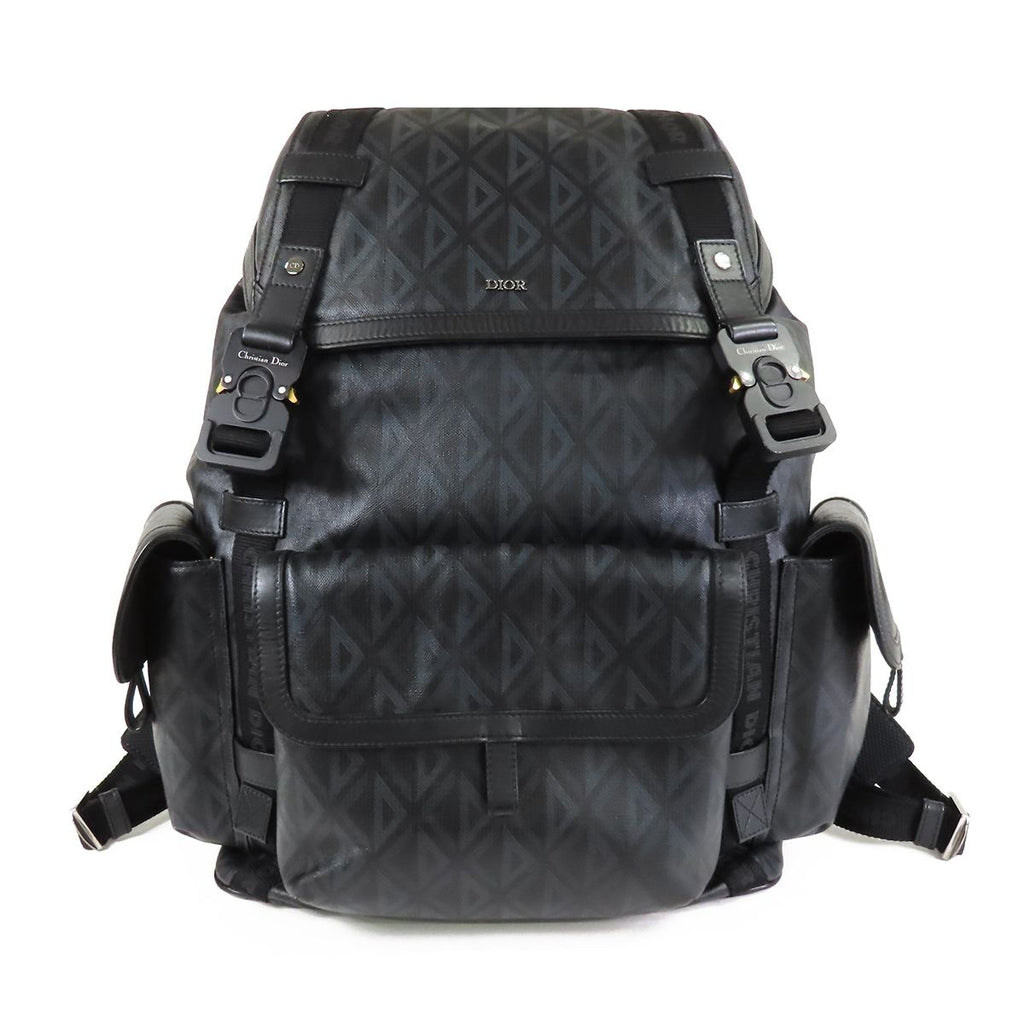Dior CD Diamond Hit the Road Backpack Black Gray Leather
