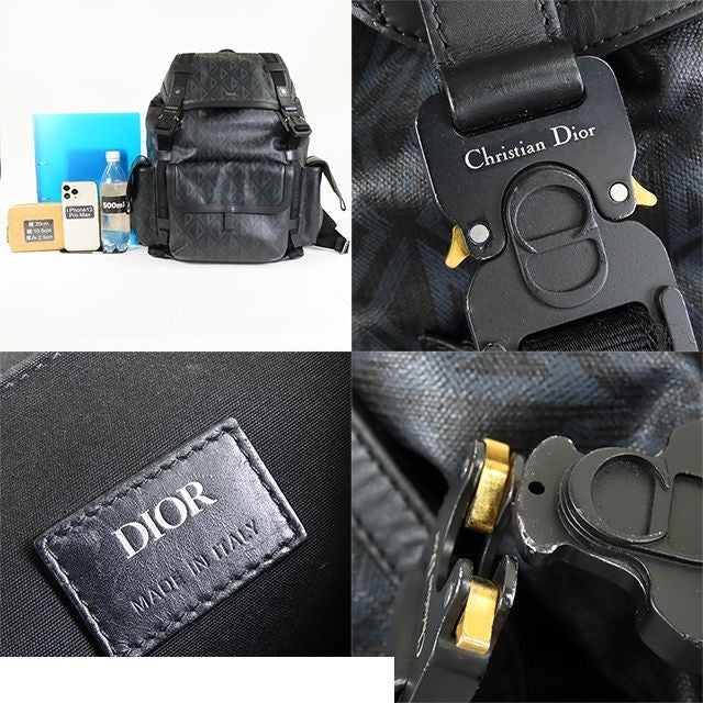Dior CD Diamond Hit the Road Backpack Black Gray Leather — view 8