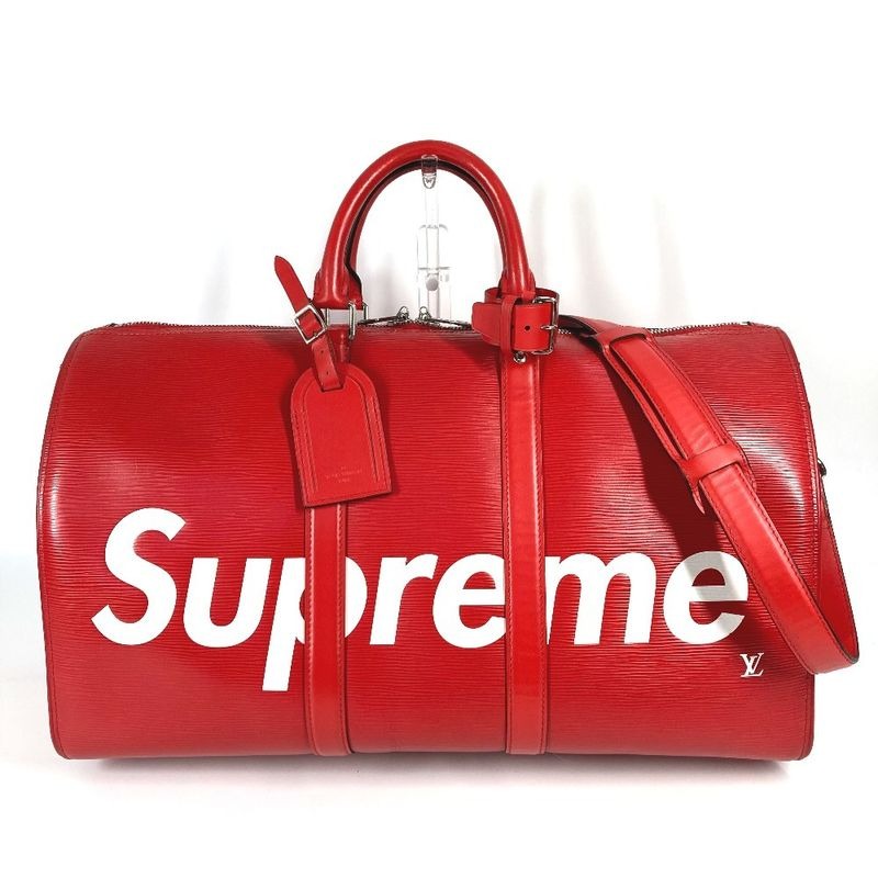 Louis Vuitton Boston Bag Keepall Bandouliere 45 Epi Leather Red