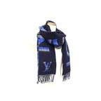 Louis Vuitton Scarf Echarpe Check with Blue Based 90% Wool