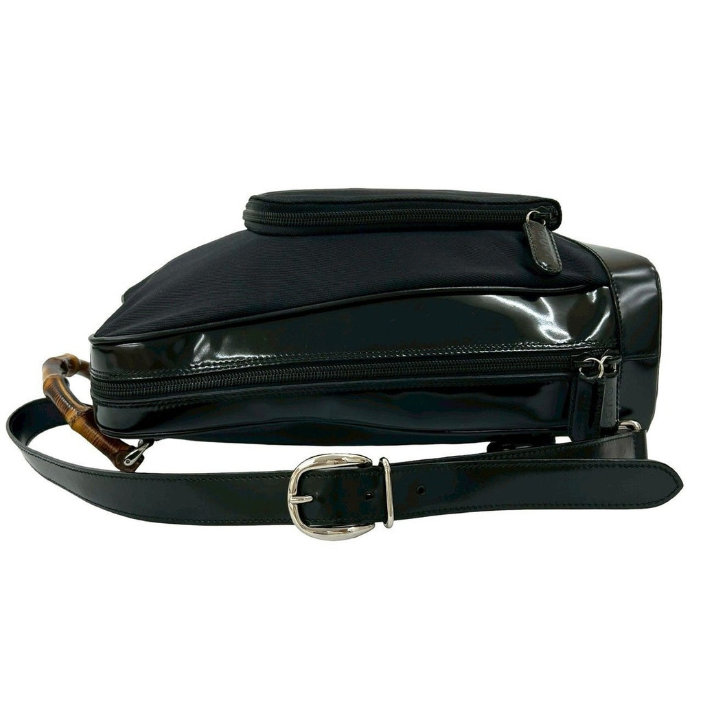 Gucci Vintage Bamboo Nylon Patent Backpack — view 5