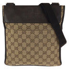Gucci Beige Dark Brown GG Canvas Leather Shoulder Bag Pochette