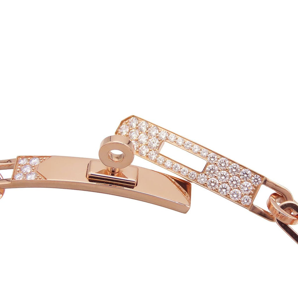 Hermes Kelly Chaine Pink Gold 18k Diamond ST Bracelet — view 6