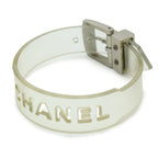 Chanel Rubber Bracelet Band Logo Clear Silver Hardware 99 — view 2
