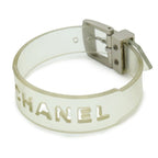 Chanel Rubber Bracelet Band Logo Clear Silver Hardware 99