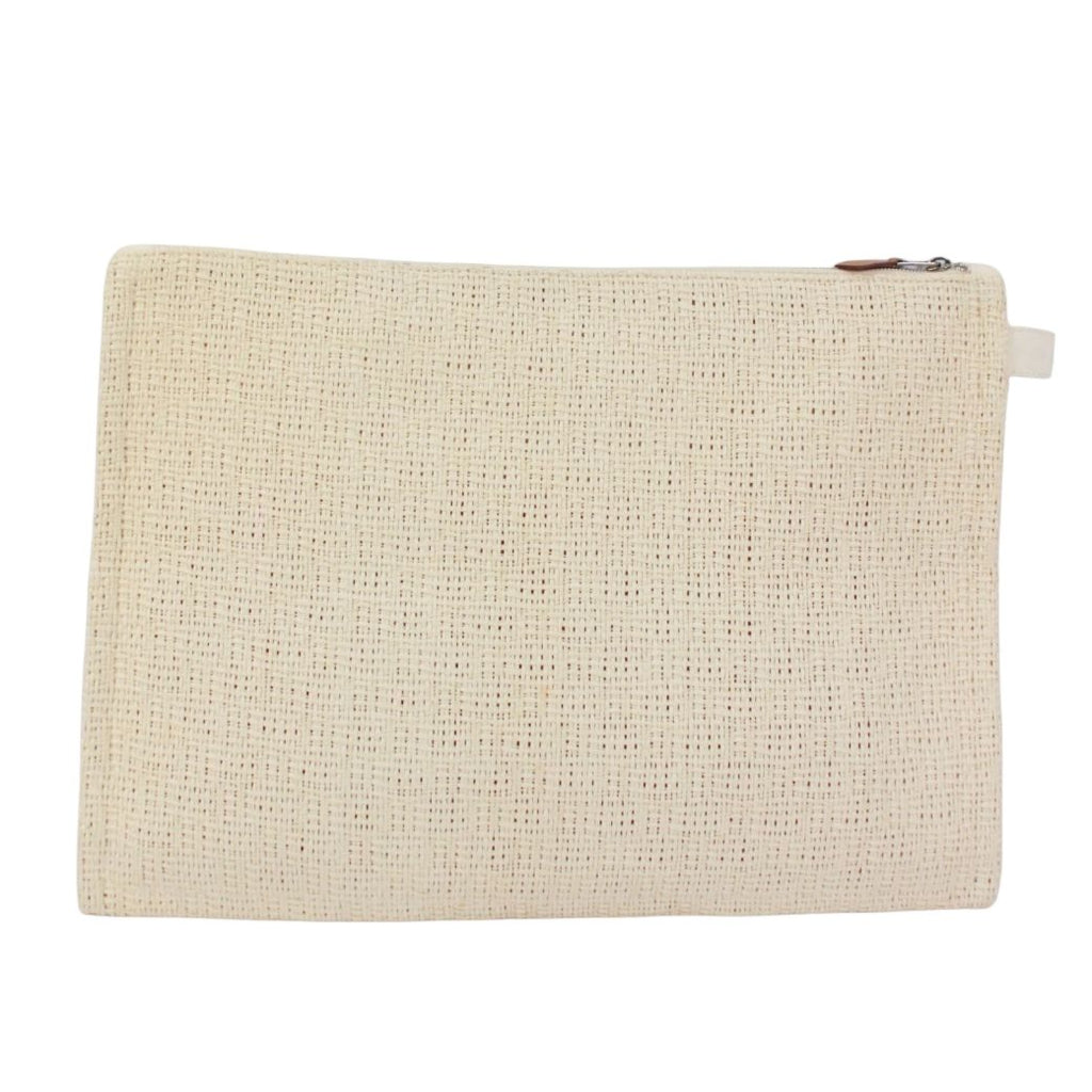 Hermes Bora GM Straw Cotton Ivory Pouch Silver — view 2