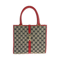 Gucci Jackie Gray Red Gold Hardware GG Canvas 002 1065 Tote