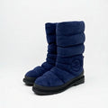 Chanel Boots Short Shoes Suede Navy Black Middle Snow
