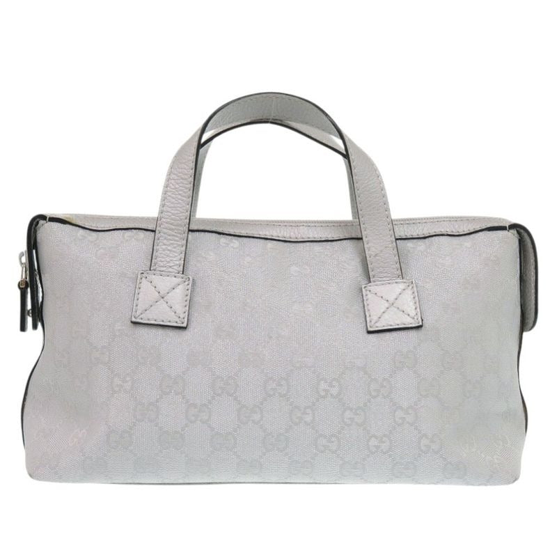 Gucci GG Canvas Leather Silver Handbag 1641