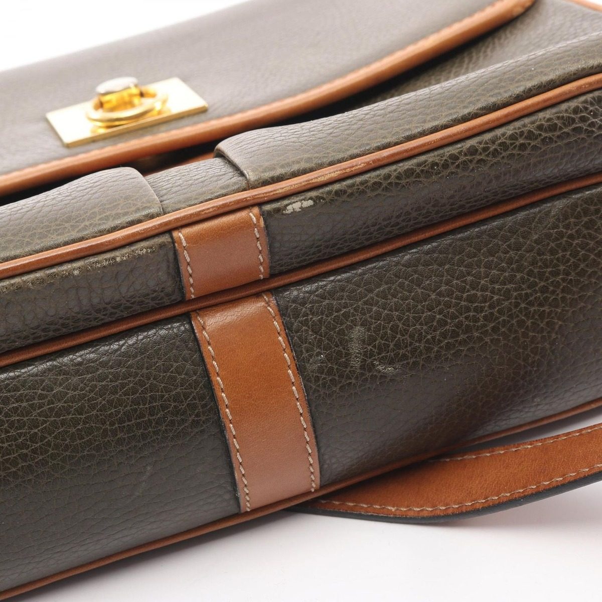 Celine Shoulder Bag Ganchini Khaki Leather — view 9