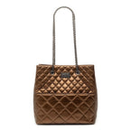 Chanel 2.55 Quilted Chain Shoulder Bag Bronze Brown Leather