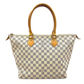 Louis Vuitton Damier Azur Leather White Tote Gold