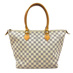 Louis Vuitton Damier Azur Leather White Tote Gold