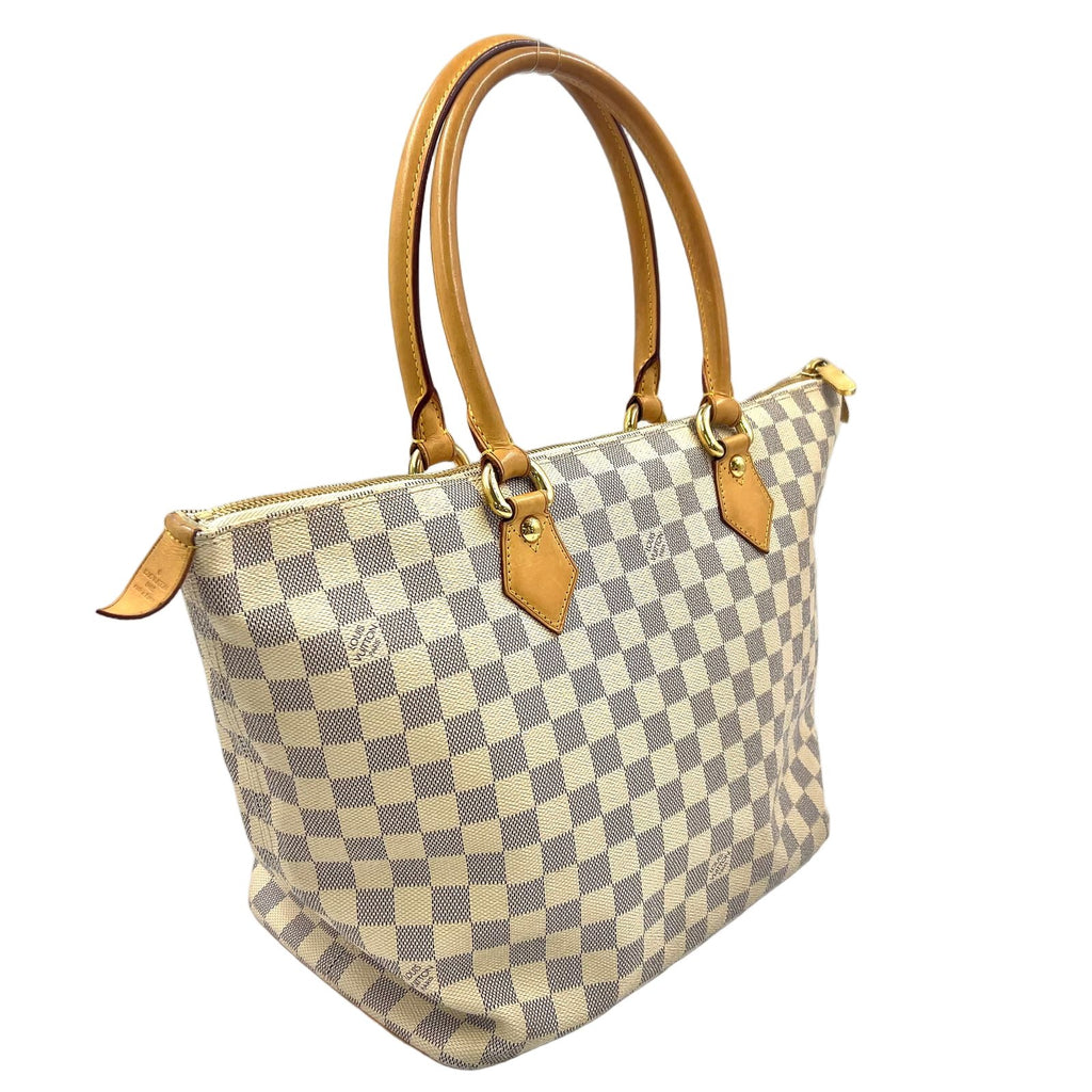 Louis Vuitton Damier Azur Leather White Tote Gold — view 2