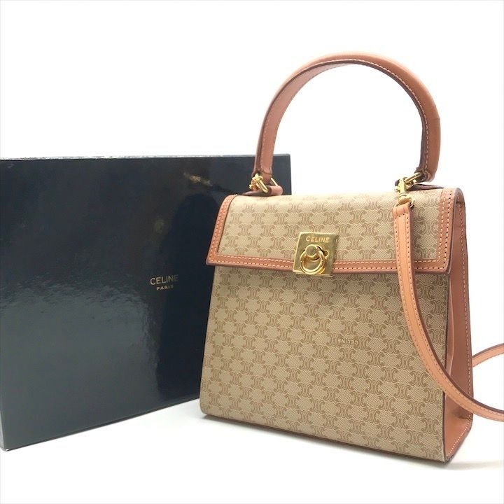Celine Macadam Triomphe Circle 2-Way Bag Beige