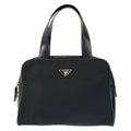 Prada Tessuto Black Silver Nylon Leather Handbag