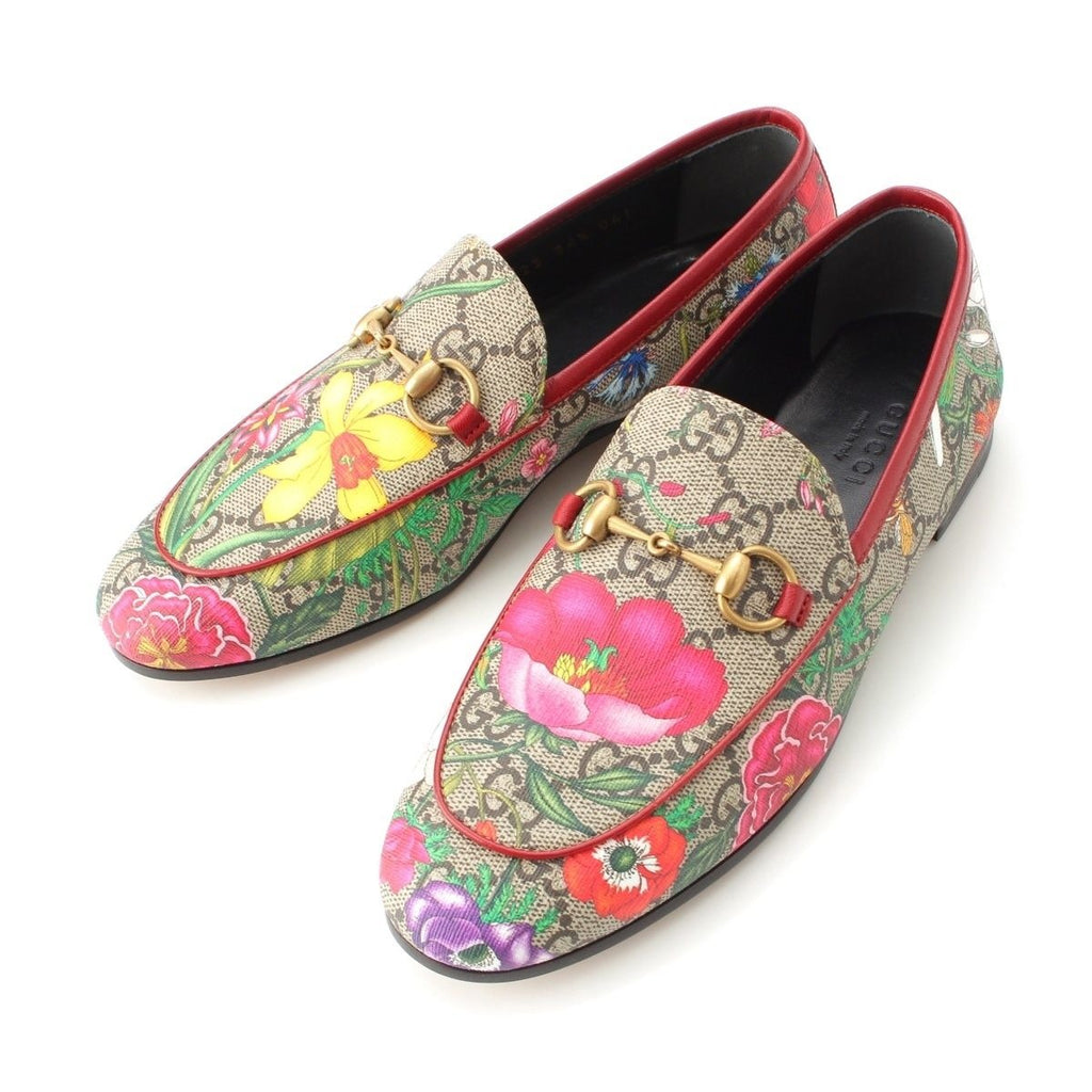Gucci Flora GG Supreme Michele Bit Loafers Shoes Multicolor 34.5