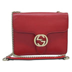 Gucci Shoulder Bag Interlocking Red Leather
