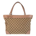 Gucci Mayfair Beige Pink GG Canvas Leather Tote Bag