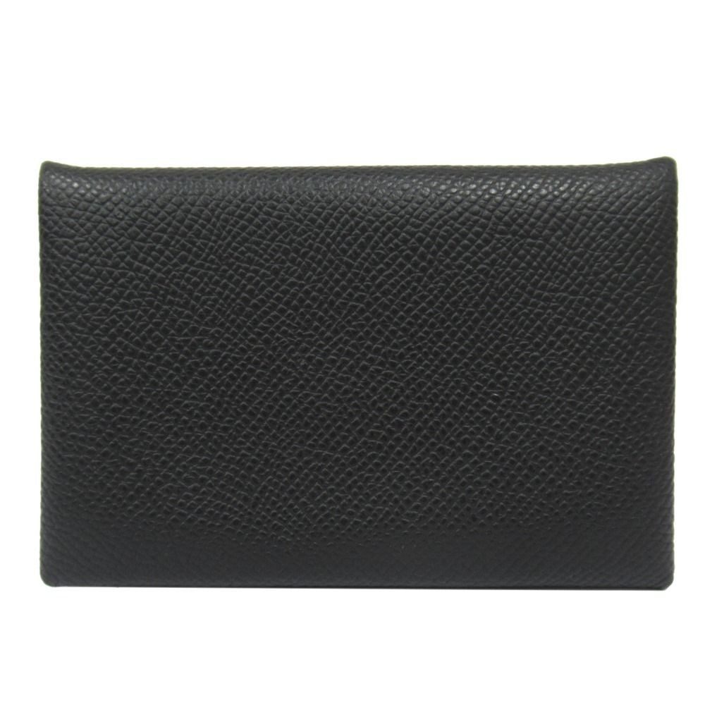 Hermes Calvi Card Case Holder Wallet Epsom Leather Black