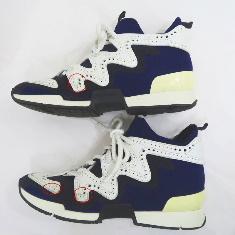 Hermes Action Sneakers Punching Leather Knit — view 3