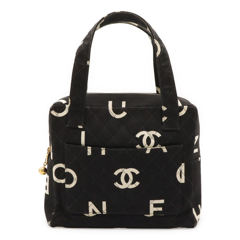 Chanel Logo Print Tote Canvas Black Ivory White — view 2