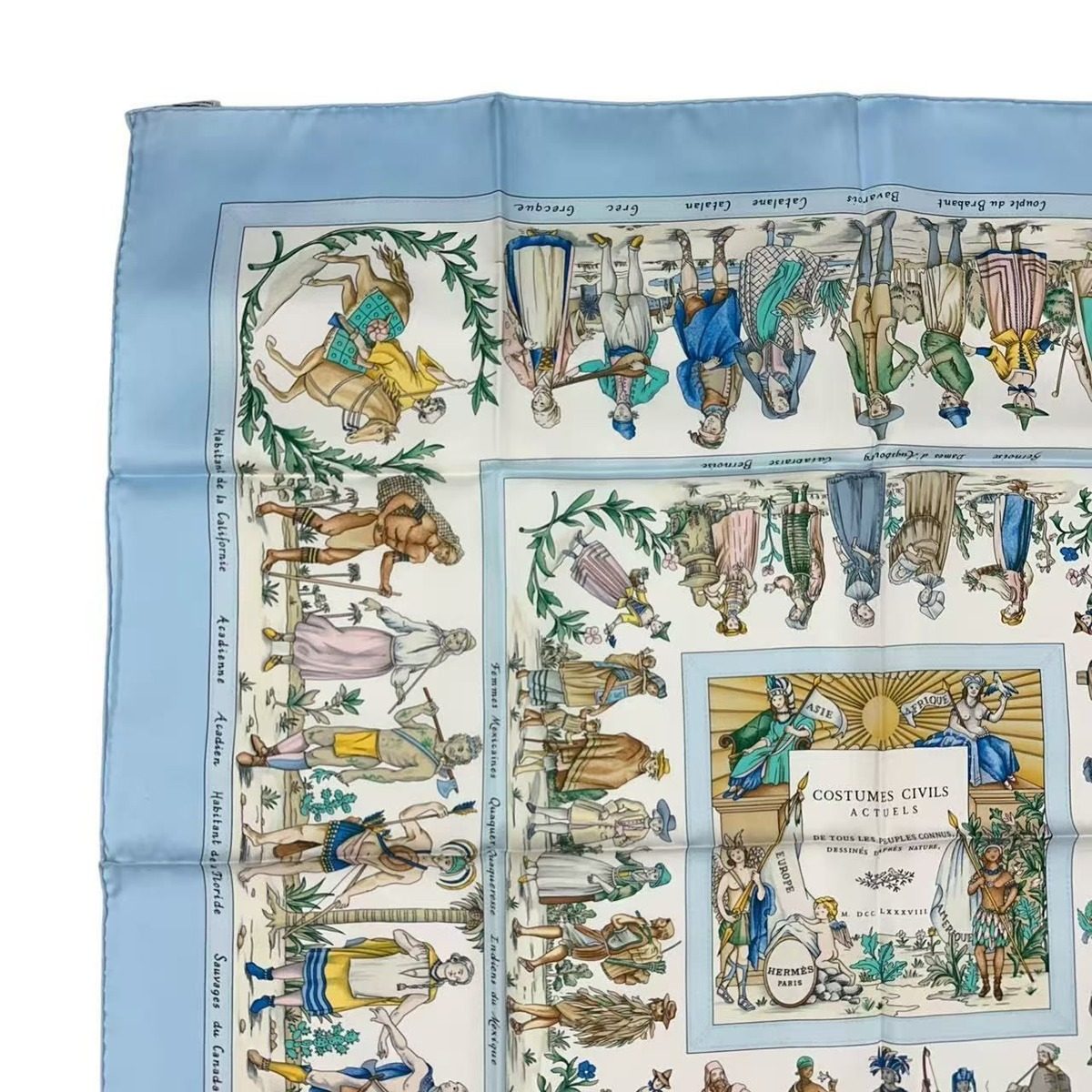 Hermes Scarf Silk Carre 90 Costumes Civils Actuels Modern Citizen Blue — view 2