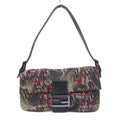 Fendi Mamma Bucket Shoulder Bag Bird Print Zucca Pattern Logo Leather Hawk