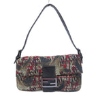 Fendi Mamma Bucket Shoulder Bag Bird Print Zucca Pattern Logo Leather Hawk