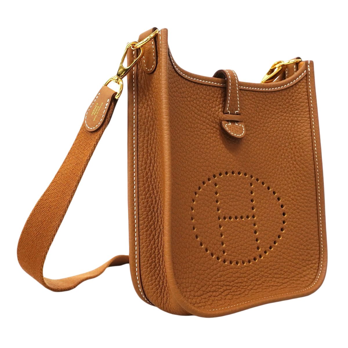Hermes Shoulder Bag Evelyne TPM Taurillon Clemence Gold — view 2