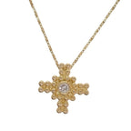 Saint Laurent Yves Cross Necklace Pendant 18k Yellow Gold Diamond YSL