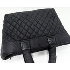 Chanel Hand Tote Bag Coco Cocoon Medium MM Nylon Calf Black Bordeaux — view 4