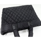 Chanel Hand Tote Bag Coco Cocoon Medium MM Nylon Calf Black Bordeaux — view 9