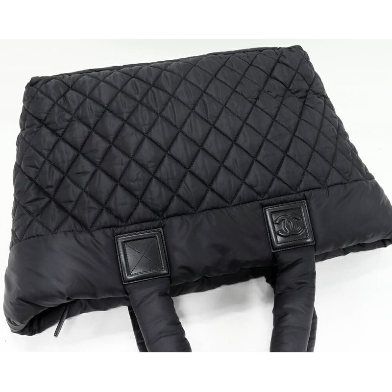 Chanel Hand Tote Bag Coco Cocoon Medium MM Nylon Calf Black Bordeaux — view 9