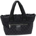 Chanel Hand Tote Bag Coco Cocoon Medium MM Nylon Calf Black Bordeaux