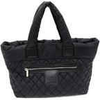 Chanel Hand Tote Bag Coco Cocoon Medium MM Nylon Calf Black Bordeaux