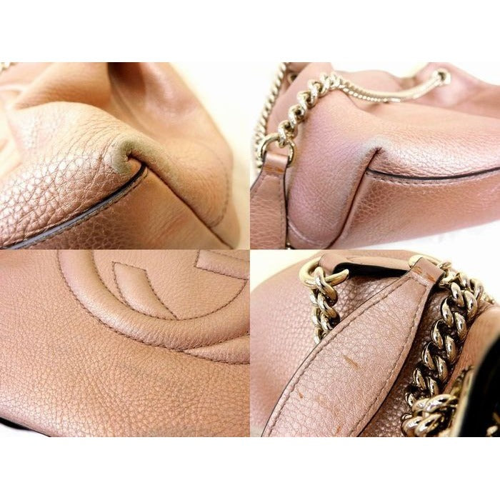 Gucci Shoulder Bag Soho Interlocking G Pink Metallic Chain — view 5